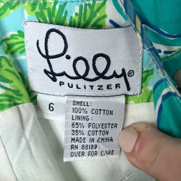 Lilly Pulitzer Y2K Mini Dress Women’s 6 Pool Print Blue Green Summer Vacation - Picture 6 of 7